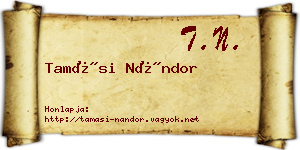 Tamási Nándor névjegykártya