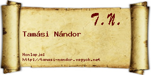 Tamási Nándor névjegykártya